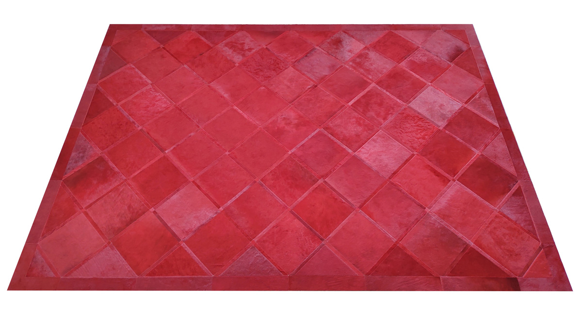 Dyed Hide Rug - Red Diamonds - D1