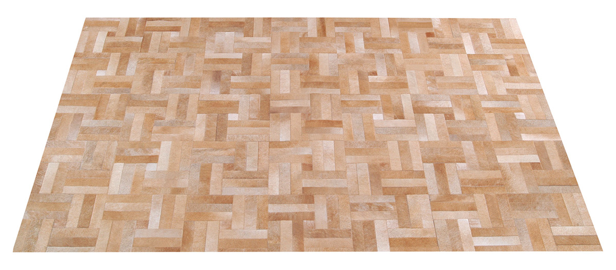 Light Tan Patchwork Hide Rug - Tile Design - P37