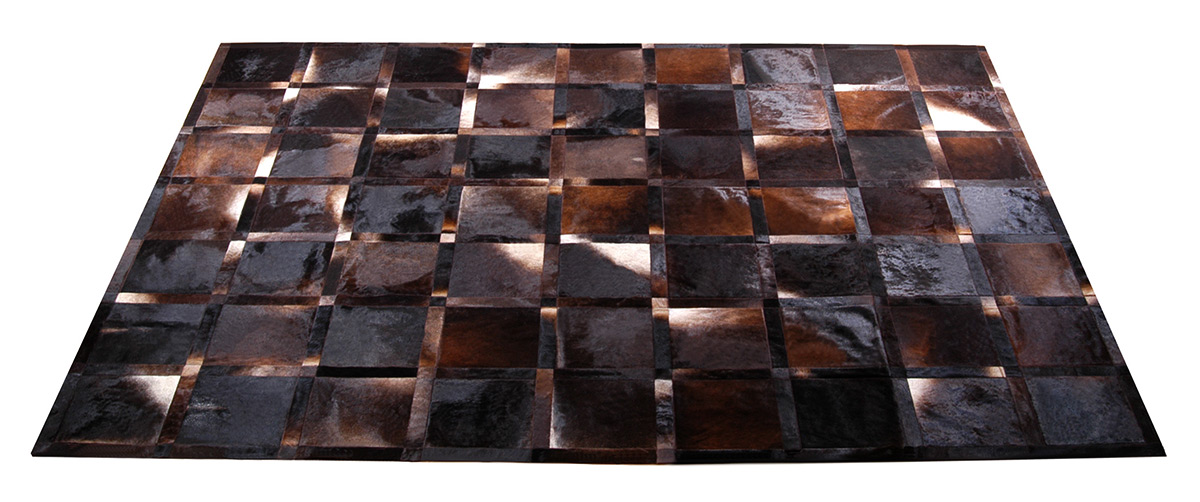 Dark Brown Iridescent Patchwork Hide Rug - Frames Design - NC28