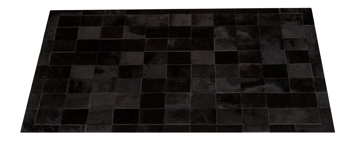 Midnight Patchwork Hide Rug - Natural Black Cowhide Rug - NC32