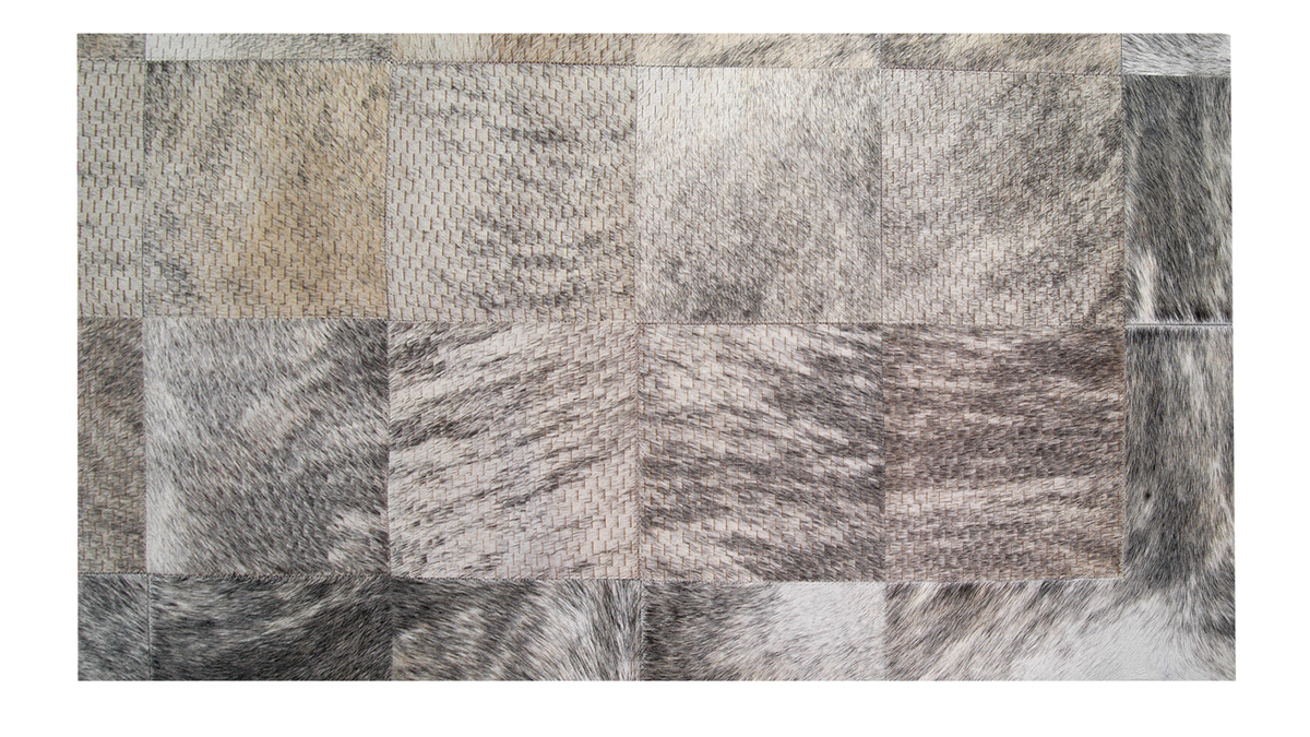 Laser Cut Cowhide Rug - Patagonia Design in White Exotic - L9