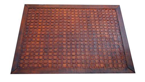 Woven Leather Rug - Frames Light Brown / Basket Weave Leather Rug - Frames Light Brown - WL10