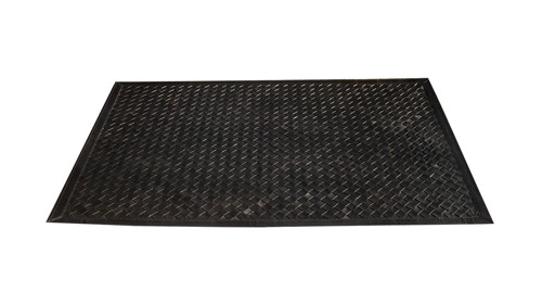 Woven Leather Rug - Diagonal Black / Basket Weave Leather Rug - Diagonal Black - WL12