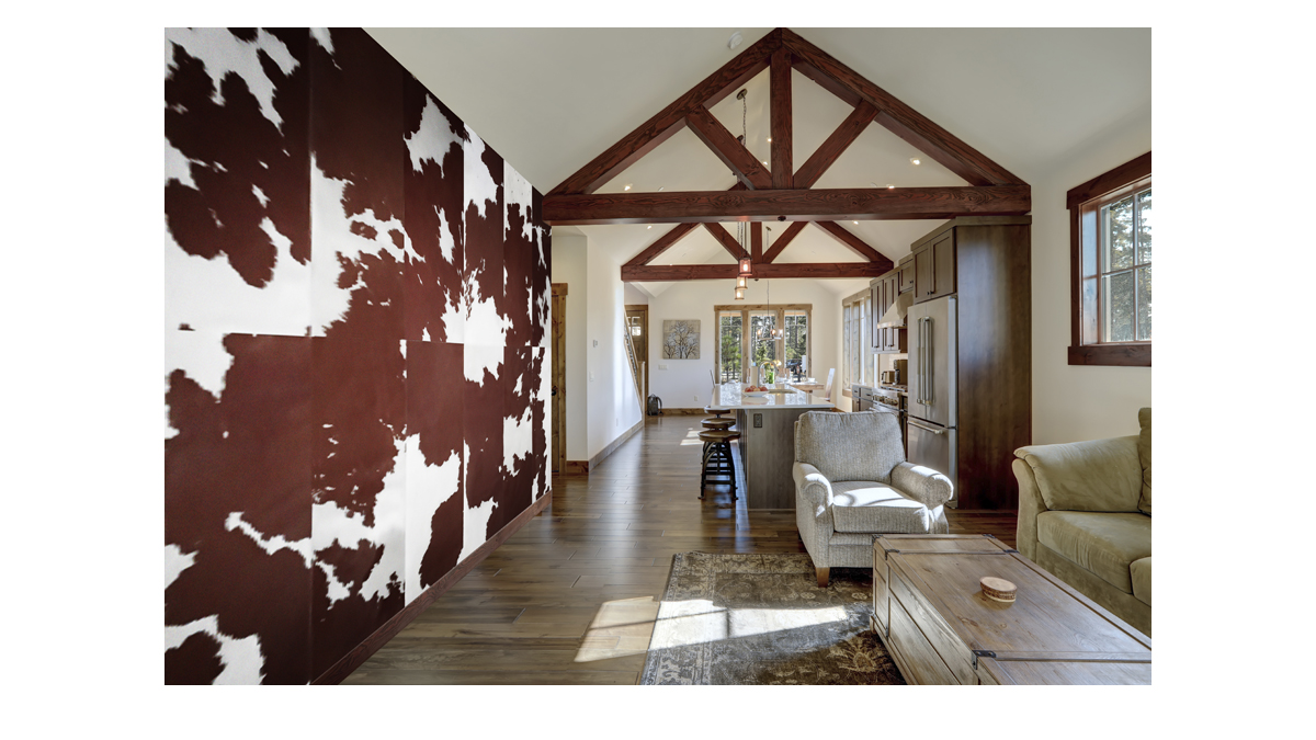 Custom Cowhide Wall Panels in Brown & White Extra Large Reactangular Patches