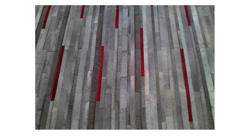 Custom Hide Rugs / Custom Cowhide Patchwork Rugs combining Natural Grey with Dyed colors