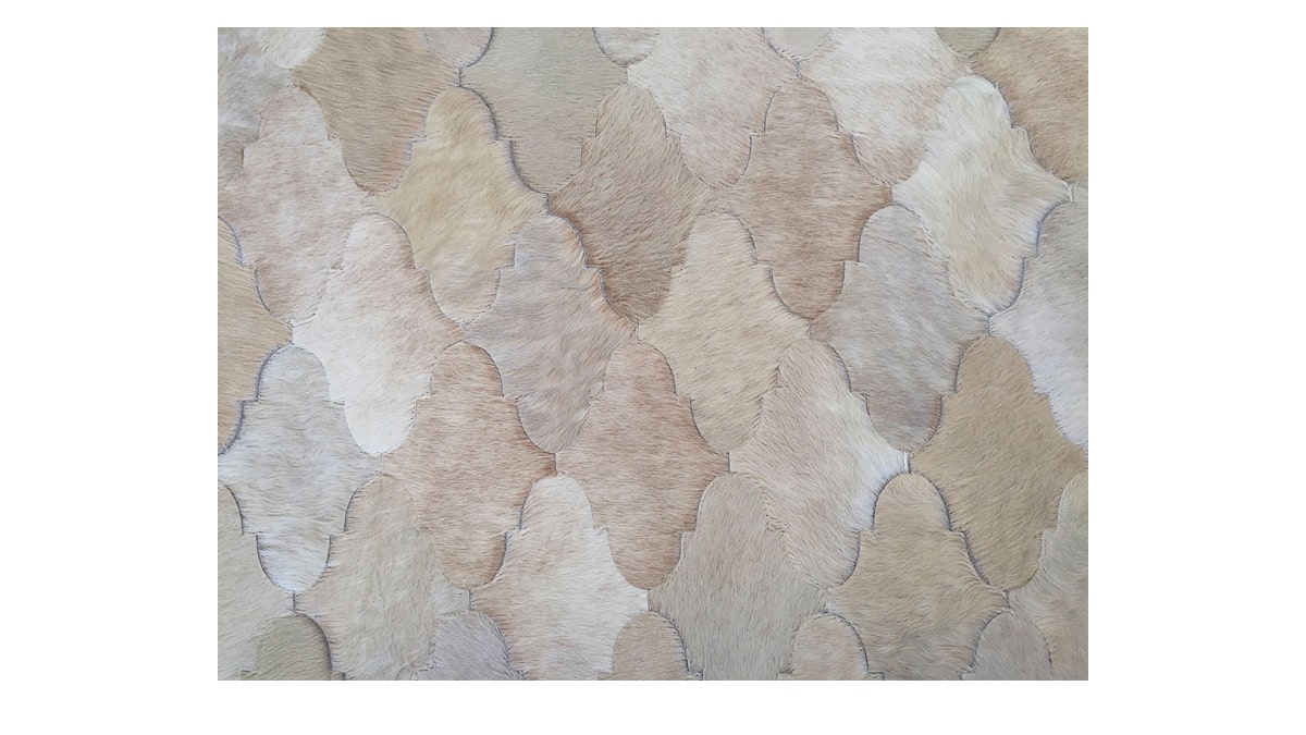 Accent Hair on Hide Rug / Patchwork Rugs in Neutral Colors for Interior Design