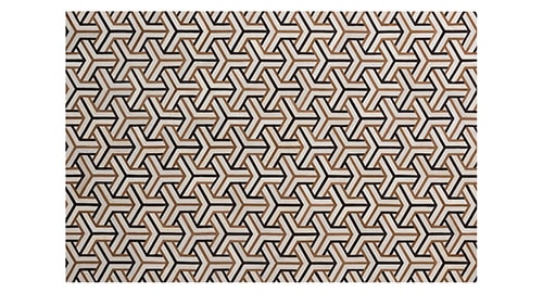 Patchwork cowhide rugs in custom natural and dyed colors