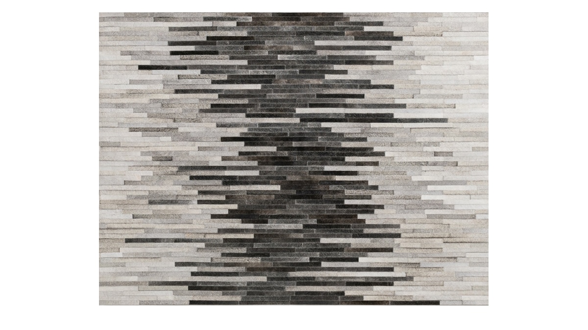 off white and grey stripes cowhide rug