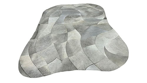 Irregular Shaped Rug - Large Patches IR1 - Mixed Grey Tones