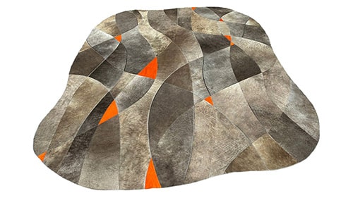 Irregular Shaped Rug - Large Patches IR2 - Dark Sand & Dyed Orange